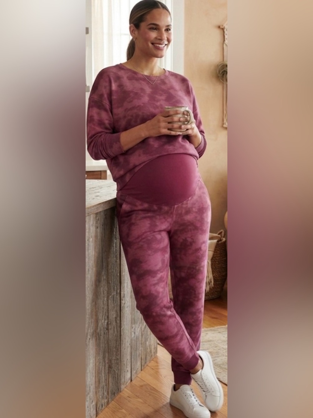Old Navy Pink Tie-Dye Maternity Jogger Pant  Size Large NWT